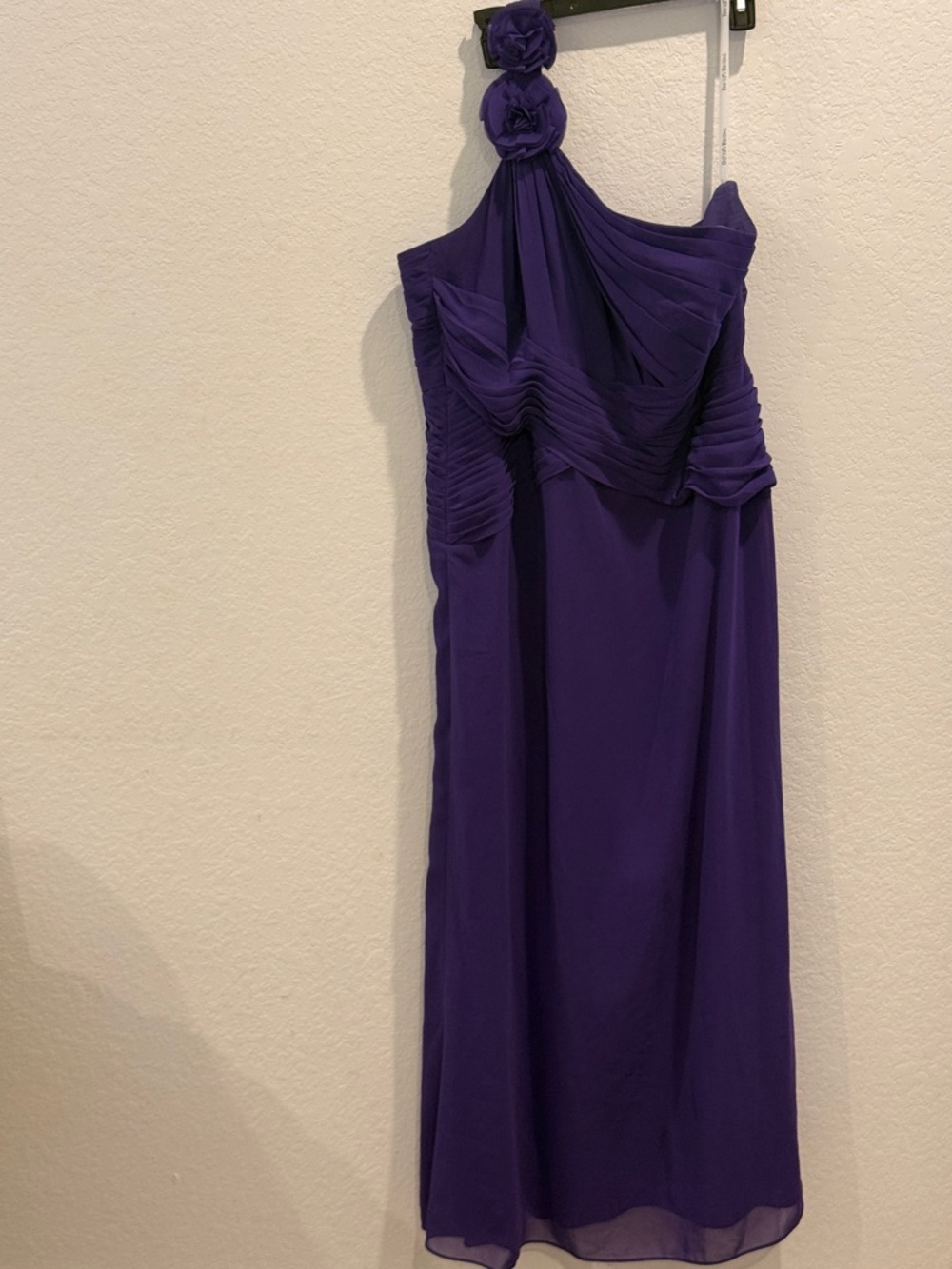 David's Bridal One-Shoulder Purple Chiffon Evening Gown‎